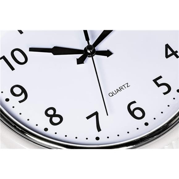 Retro Wall Clock 9.5 Inch White Kitchen 50's Vintage Round Silent Non-Ticking - Picture 2 of 6